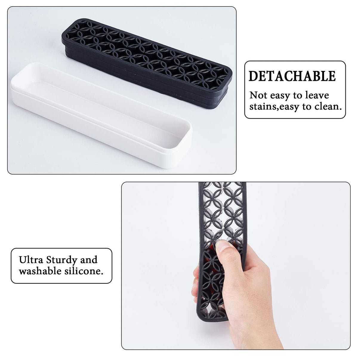 GORGECRAFT Sew Desktop Organizers Silicone Makeup Brush Holder Cosmetic Painting Pen Holders Storage Box Make up Brush Sewing Tool Stand Holder for Stash Store Brush Toothbrush (Black)