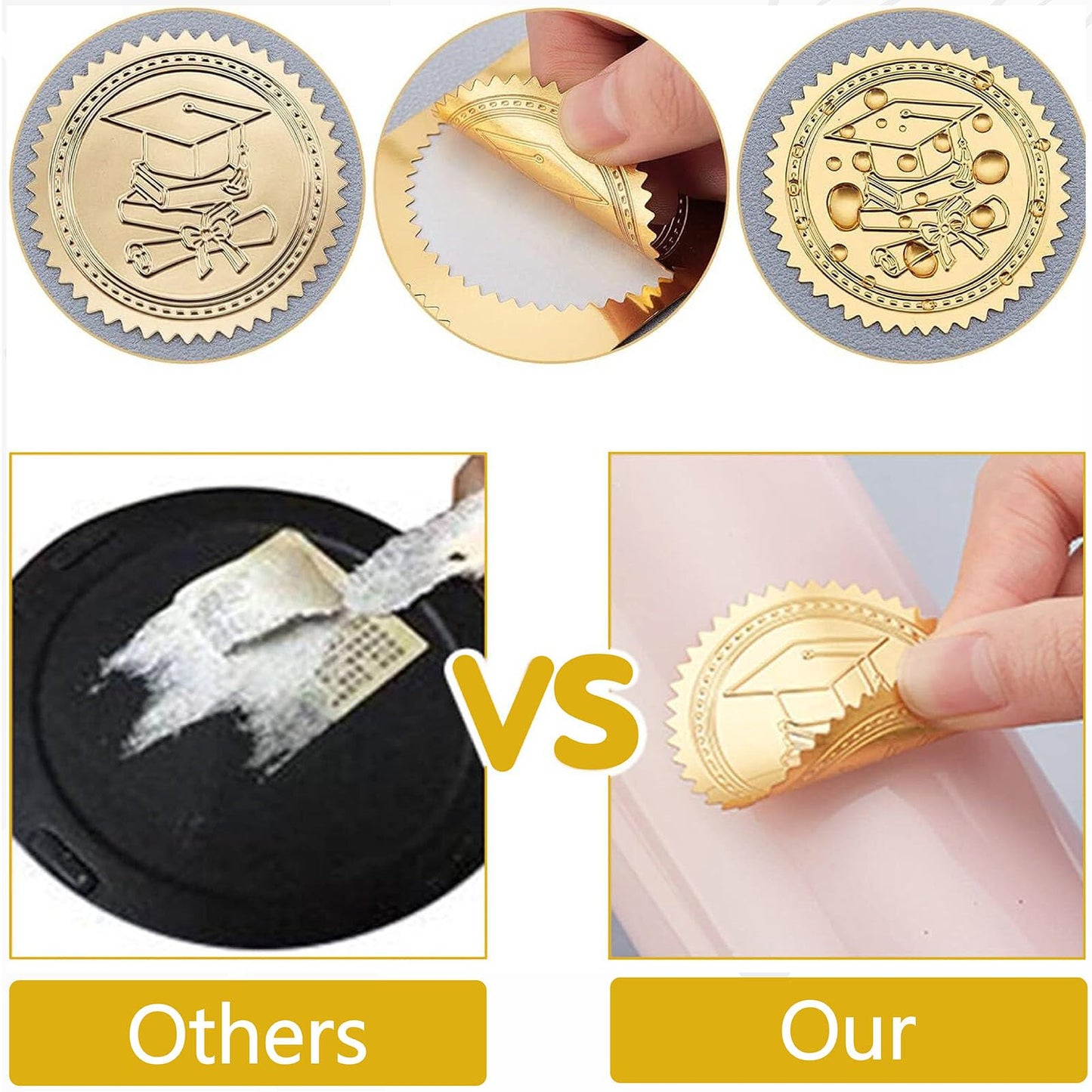 CRASPIRE 408Pcs Dog Paw Print Gold Foil Embossed Stickers 2" Honor Roll Self Adhesive Envelopes Seals Round Labels for Wedding Invitation Graduation Corporate Certificates Diplomas Gift Wrapping Decor
