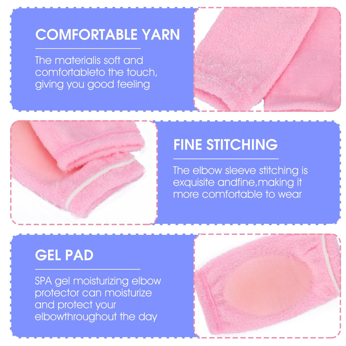 YBEATY 2 Pairs Elbow Moisturizing Sleeve Elbow Soft Gel Cover Heel Socks Breathable Brace Protection for Women SPA Moisturizing Dry Cracked Skin Care Calloused