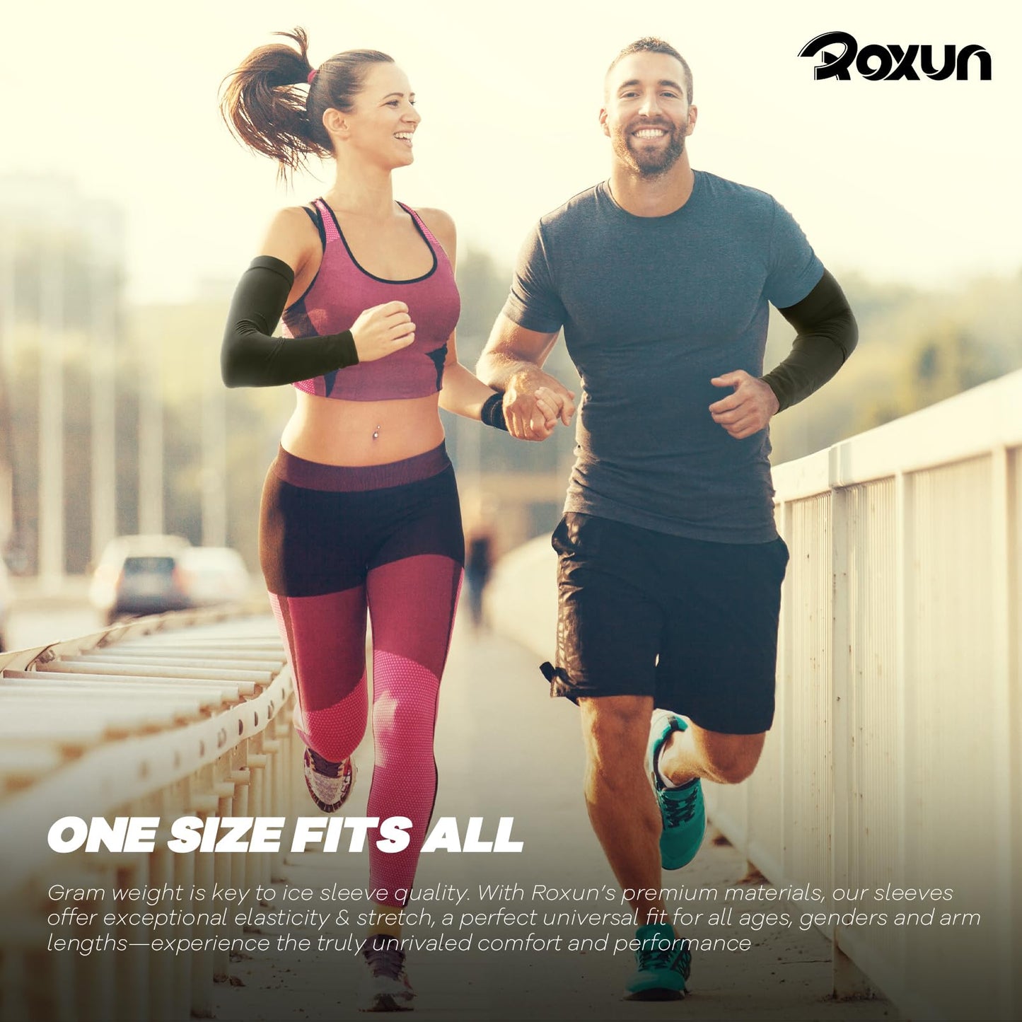 ROXUN 4 Pairs Arm Sleeves, Cooling UV Sun Protection Sports Compression for Men/Women Black+Dark Gray+Light Gray+White