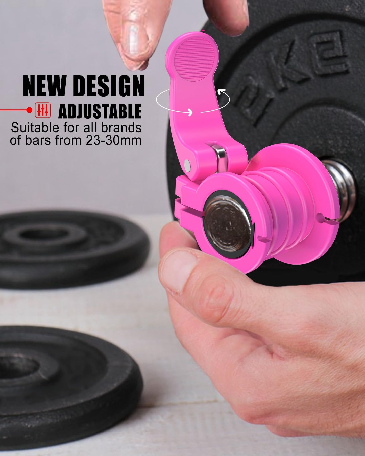 ZY-HUAN Pro Barbell Clips 1 inch Barbell Clamps 0.9-1.18inch Quick Release Weight Clips for Bars Multi-Size Adjustable Olympic Barbell Clamps (Rose)