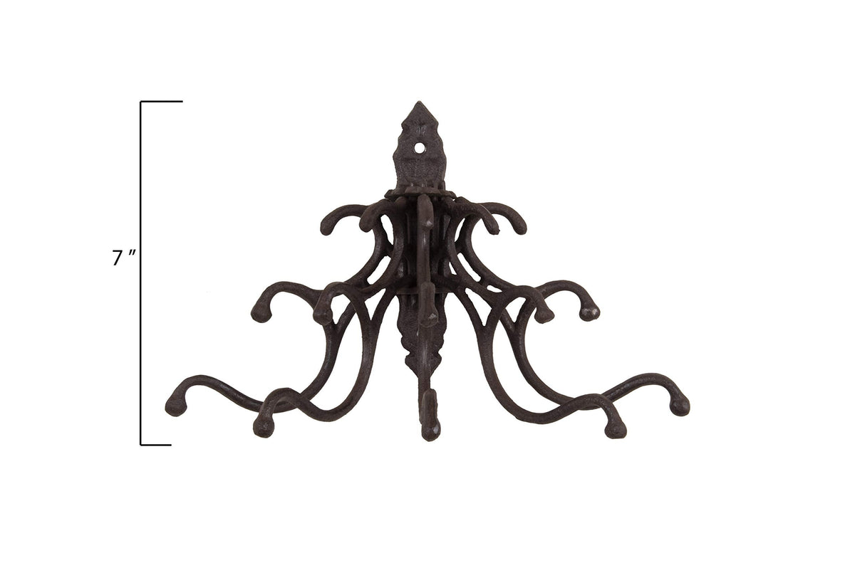 Creative Co-Op Antique Cast Iron Wall Hooks in Rust Finish