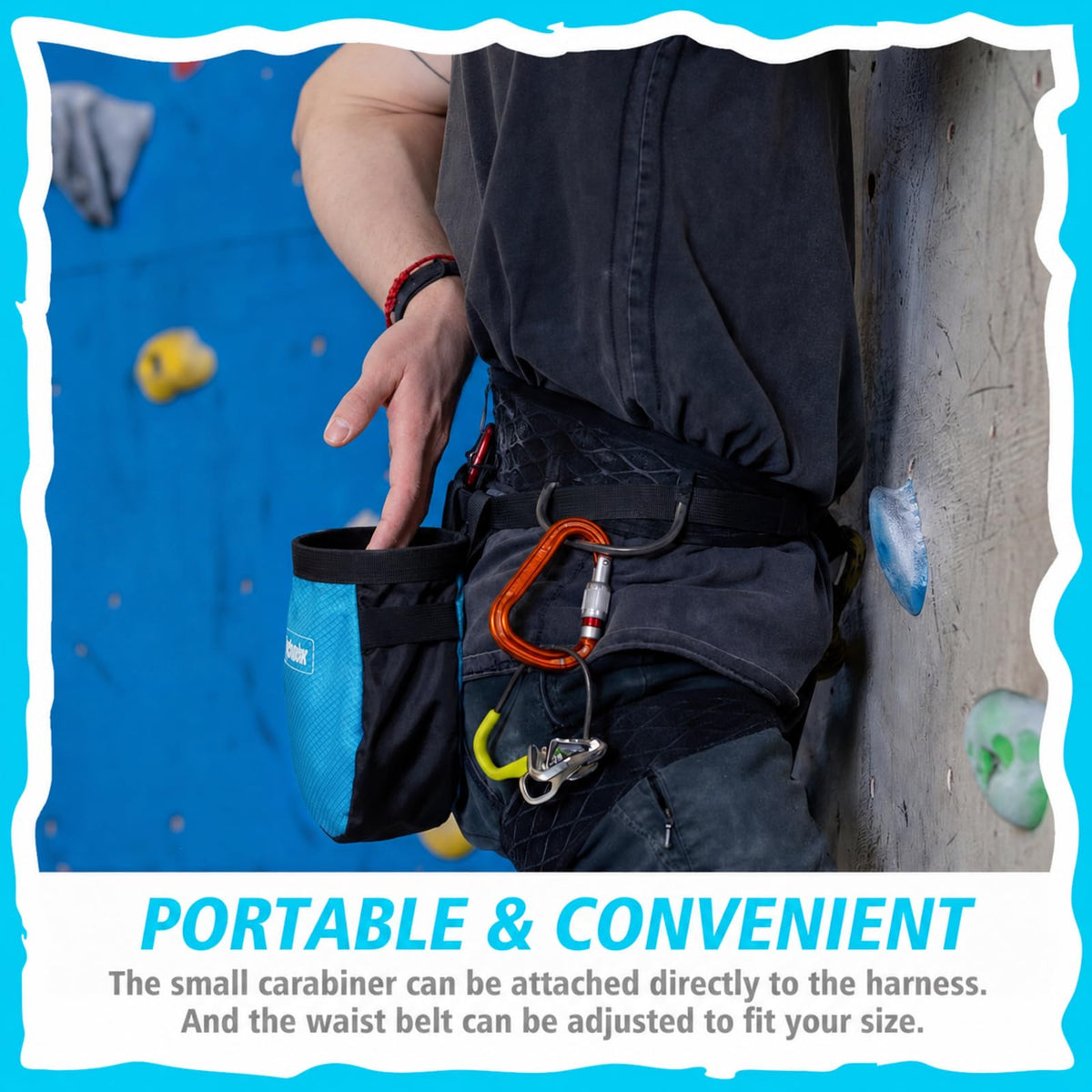 Shappy 4 Pcs Climbing Chalk Bag Set Includes Chalk Bag, Brush and Ball Pouch with Adjustable Belt Waterproof Rock Equipment for Climbing, Gymnastics, Weight Lifting, Bouldering and More
