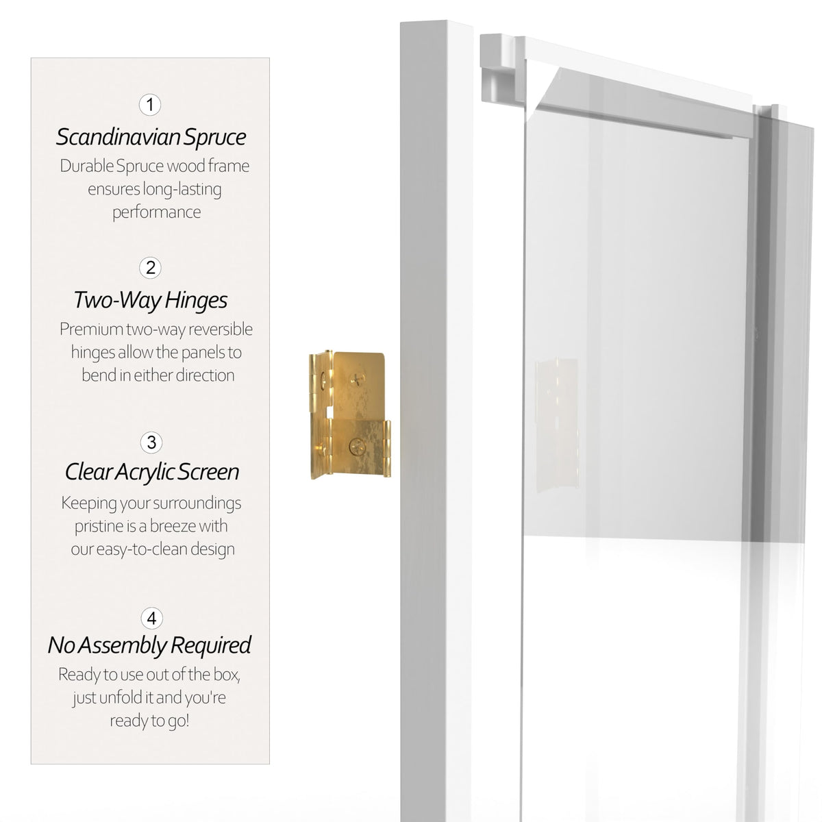 4 ft. Short Clear Plastic Partition White 3 Panel