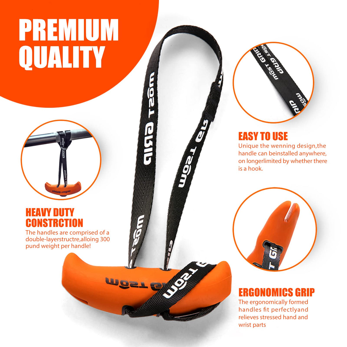 MOST GRIP Neutral Grip Pull Up Handles for Home Gym Workout, Ergonomic Pull Up Grips with Non-Slip for Pull Up Bar and T-bar Row