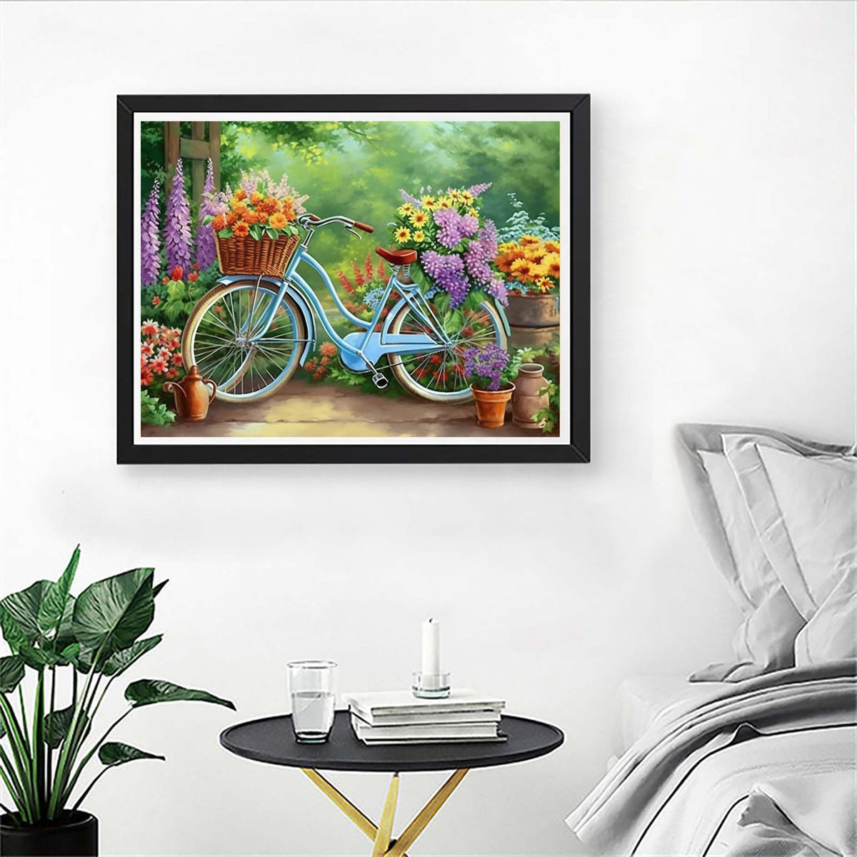 Diymood 5D Diamond Painting Garden Flower, Paint with Diamond Art Kits for Adults Cycling, by Numbers Kits Full Drill Rhinestone for Home Wall Decor 40x50