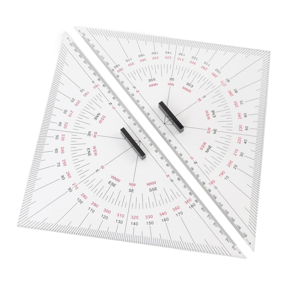 2pcs Chart Drawing Triangle Ruler, 11.81in Course Triangle Positioning Triangle Boat Architectural Stationery Navigation Plotting Kit for Training Purposes Maritime