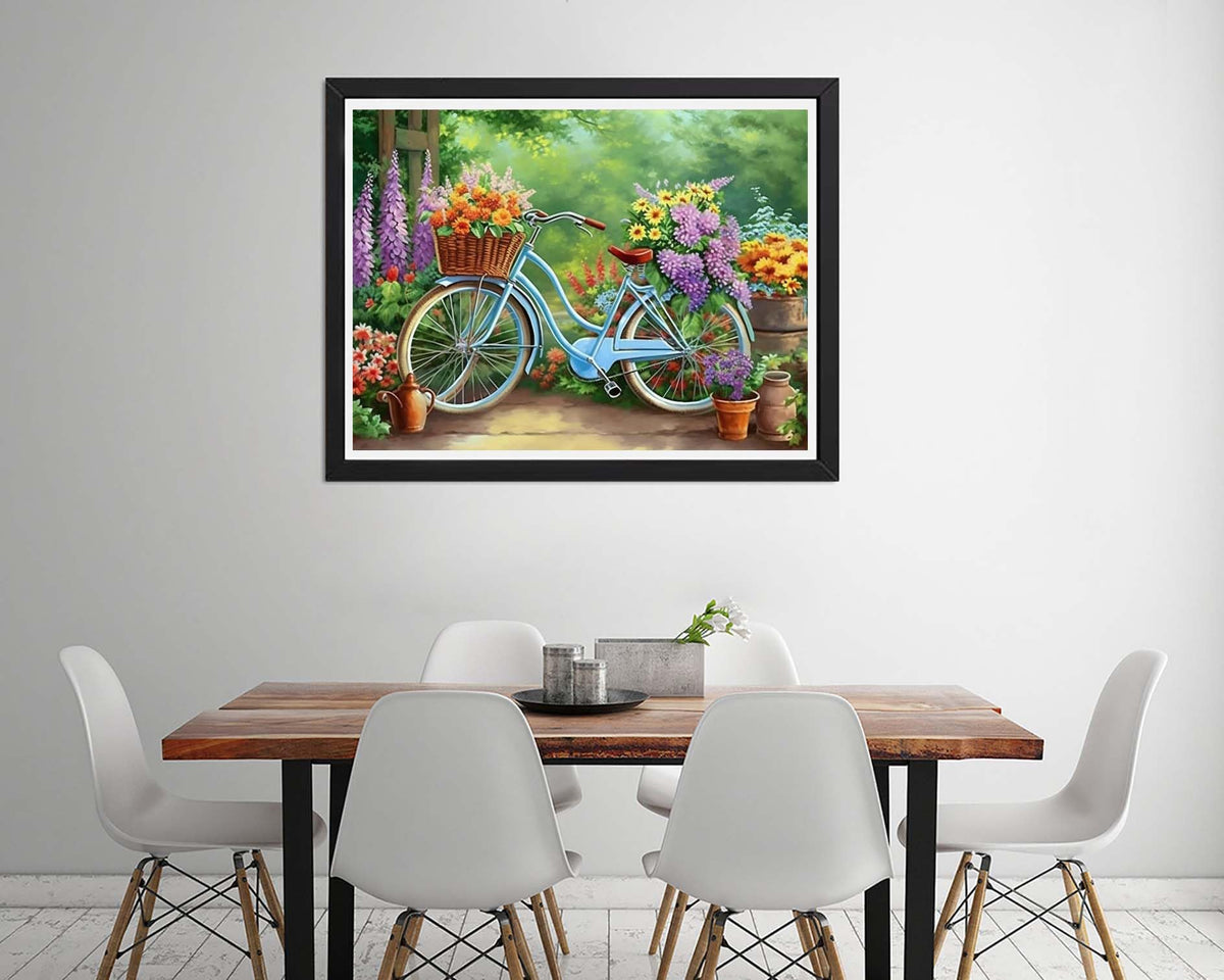 Diymood 5D Diamond Painting Garden Flower, Paint with Diamond Art Kits for Adults Cycling, by Numbers Kits Full Drill Rhinestone for Home Wall Decor 40x50