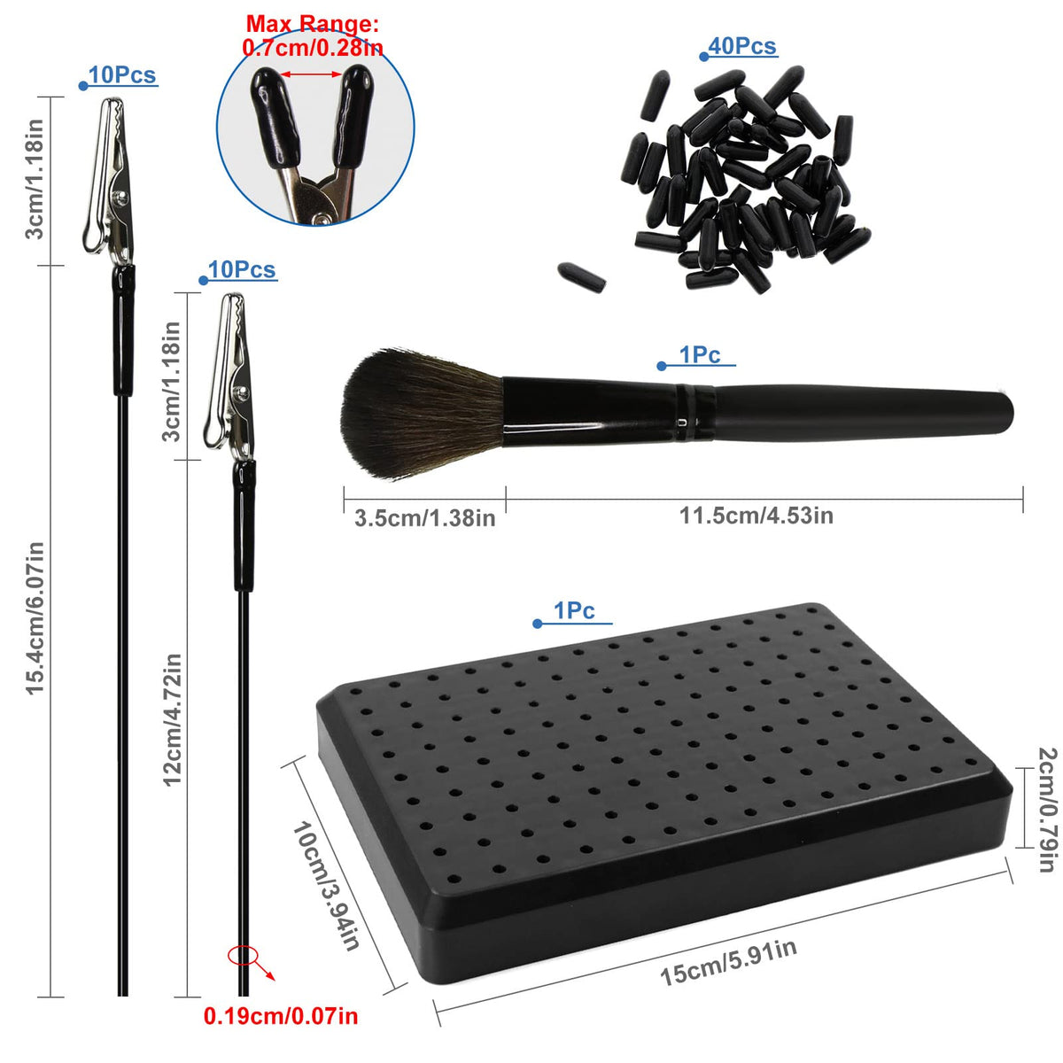 1PC Painting Stand Base and 1PC Cleaning Brush 10PCS 7.3inch Alligator Clip Stick and 10PCS 5.9inch Alligator Clip Stick Set Modeling Tools for Airbrush Hobby Model Parts