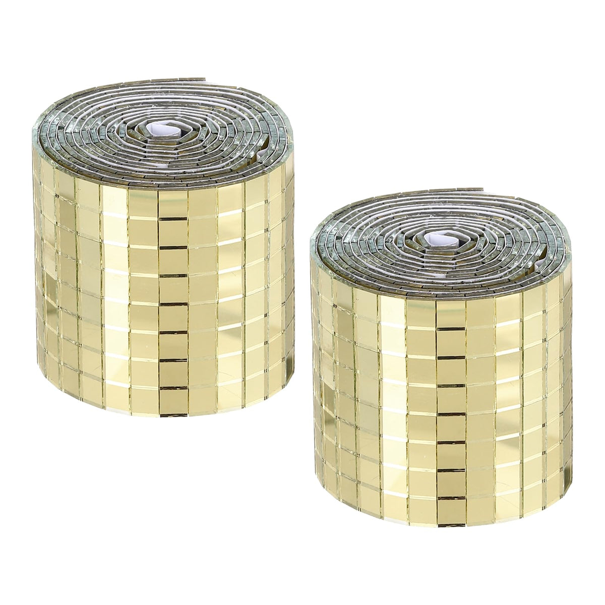 MECCANIXITY Self Adhesive Glass Mirror Mosaic Tiles 3200 Pcs 5 x 5 mm Disco Tiles for Craft Decoration Glass Mirror Disco Ball Gold 2 Pcs