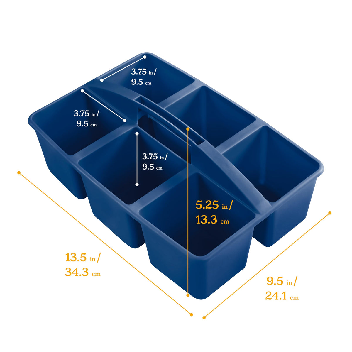 ECR4Kids 6-Compartment Large Plastic Caddy, Multipurpose Organization, Earthtone, 6-Pack