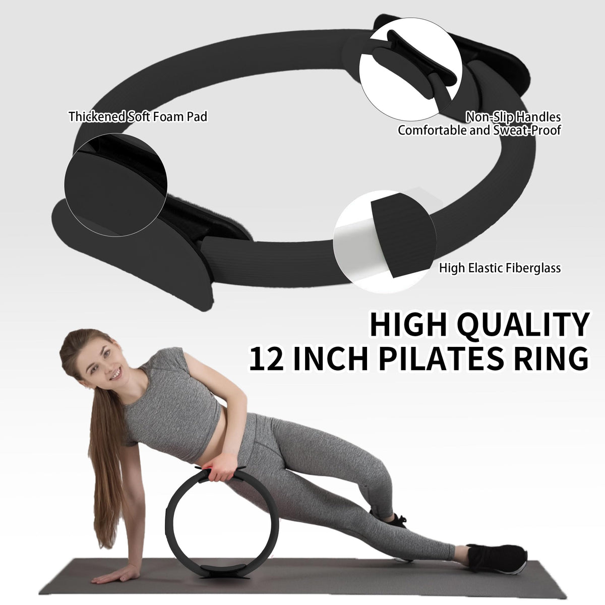 DICYWUDI Pilates Essentials Kit for Home Women, Pilates Equipment for Workouts, 6 Fabric Resistance Bands, 12 Inch Magic Circle Yoga Ring, Mini Exercise Ball, Great Exercise Equipment