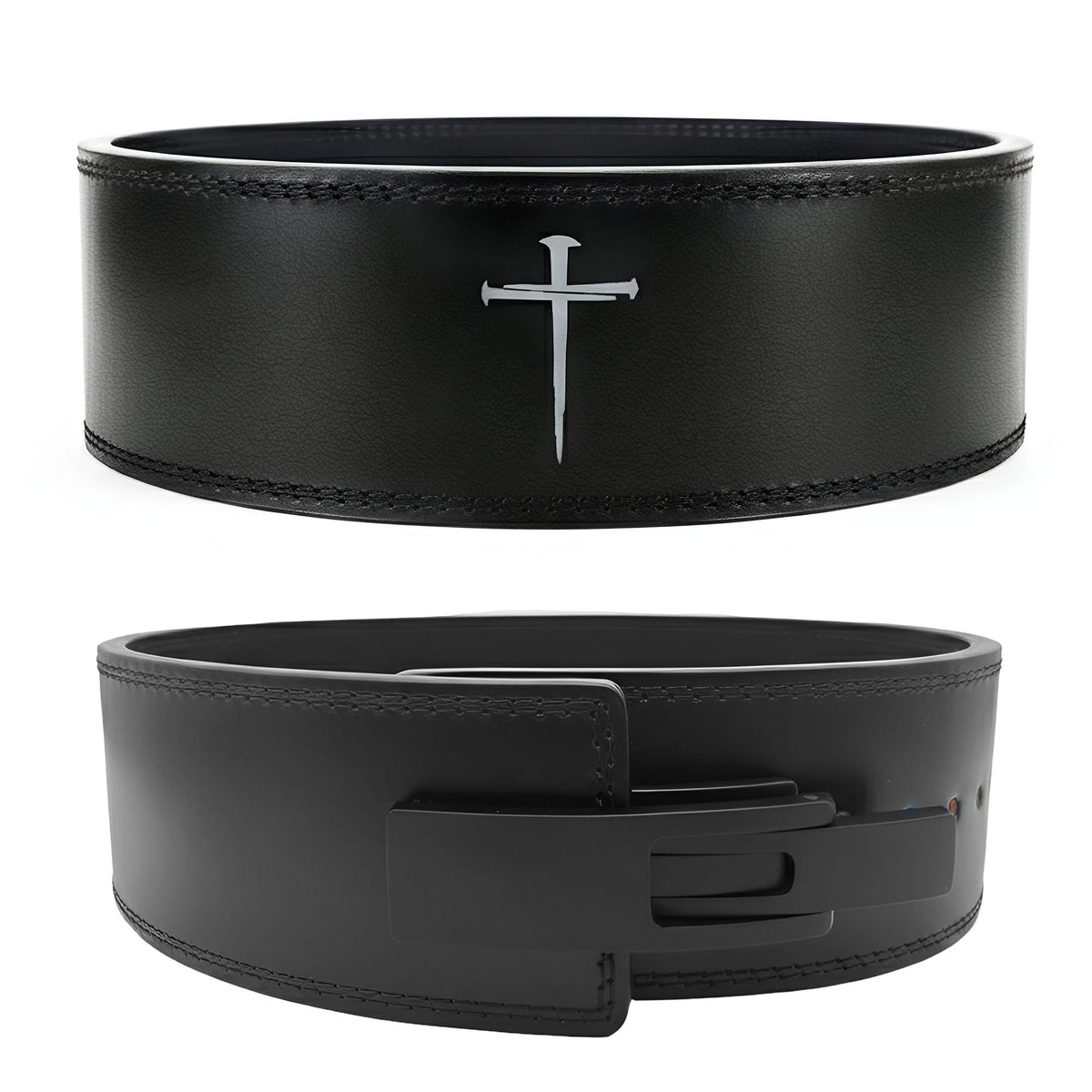 Christian Lever Weight Lifting Belt with Cross- 10mm Thick Leather Weightlifting Belt for Men & Women- Faith Lever Weight Belt for Men- Powerlifting Lever Gym Belt for Squat Deadlift Workout