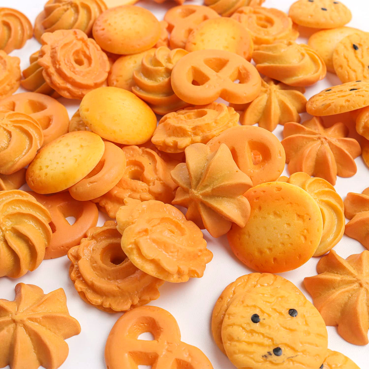 X Hot Popcorn 60Pcs Fake Cookies Mini Fake Cookies Artificial Pastries Food Fake Biscuits Model for DIY Craft Home Kitchen Decor