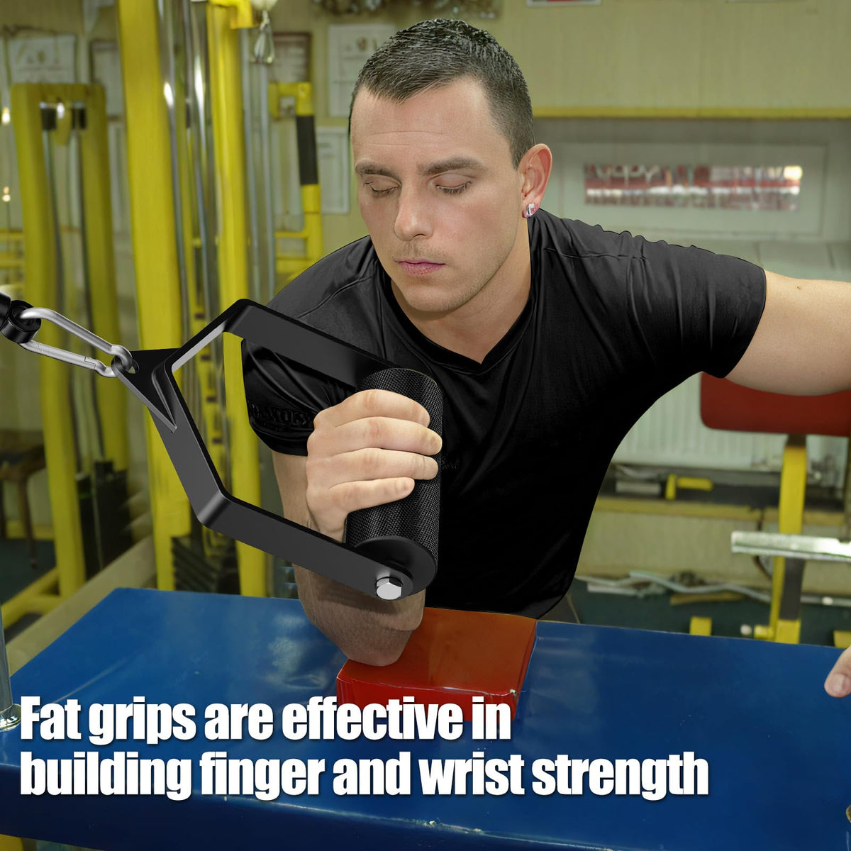 CXPZLLBNHH Pull Down Attachments for Gym, Grip Ø 2.36 in Arm Wrestling Exercise D Handle Cable Attachment, Single Arm Lifting Deadlift Handle Grip for Wrist Forearm and Grip Strength