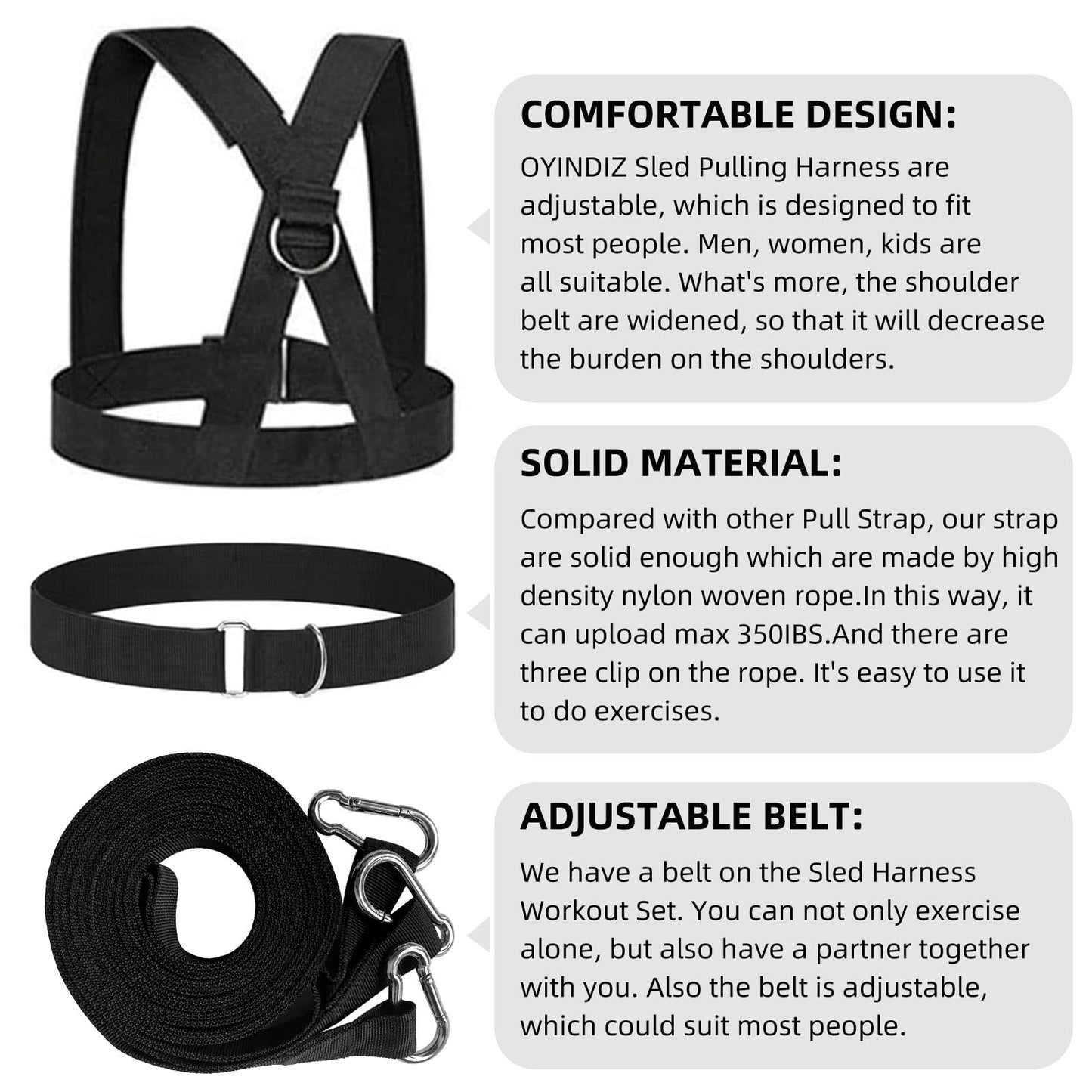 OYINDIZ Sled Workout Equipment, Harness Set for Training Outdoor, Tire Pulling Fitness Resistance Full Body Physical Exercise Football Men and Women