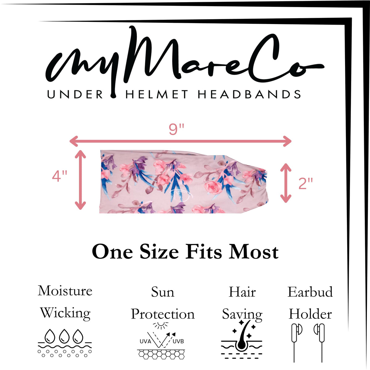 myMareCo Equestrian Headbands for Women, Under Riding Helmet Bands, Sportswear Wide Hair Wrap Suitable for Use with Bike Helmets, Yoga & Hiking