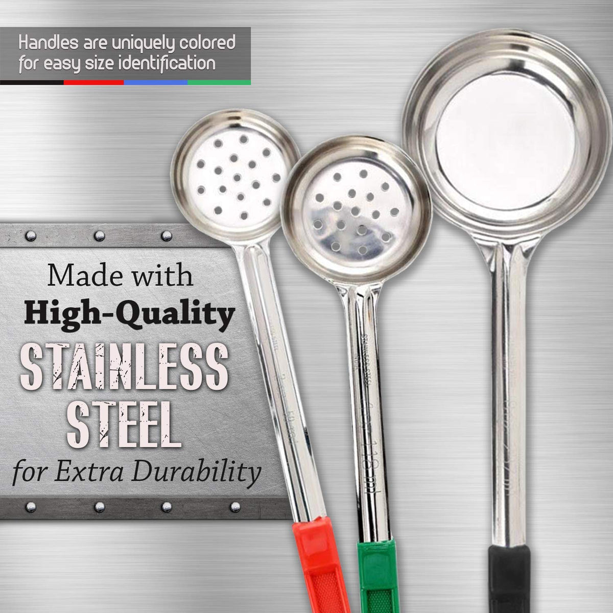 Portion Control Serving Spoon, Cooking Utensils, Set of 8, Weight Loss Bariatric Diet, Gastric Sleeve, Bariatric Surgery Must Haves, Cooking Spoons and Skimmers Set, 4 Solid & 4 Perforated, Cucharas