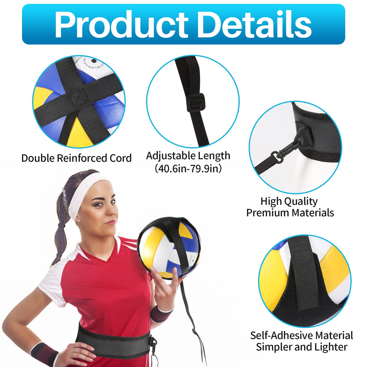 Volleyball Training Kit for Solo Practice, Adjustable Volleyball Serve Trainer, Volleyball Training Equipment for Serving, Setting & Spiking, Volleyball Training Aids for Beginners & Advanced Players