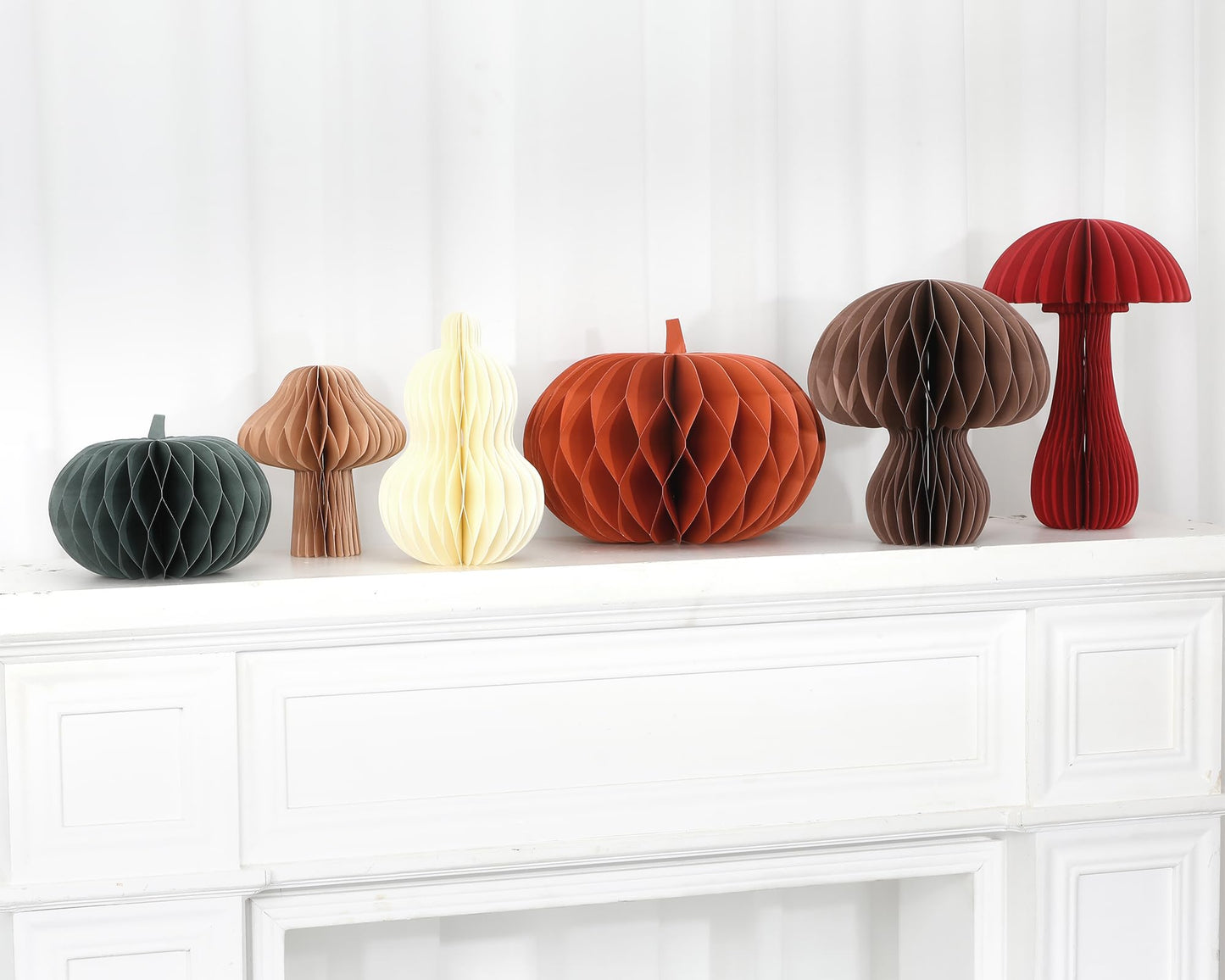 6 PCS Fall Honeycomb Centerpieces Decorations 3D Paper Pumpkin Mushroom Table Decor with Magnet for Thanksgiving Autumn Holiday Party Home Kitchen Table Decorations