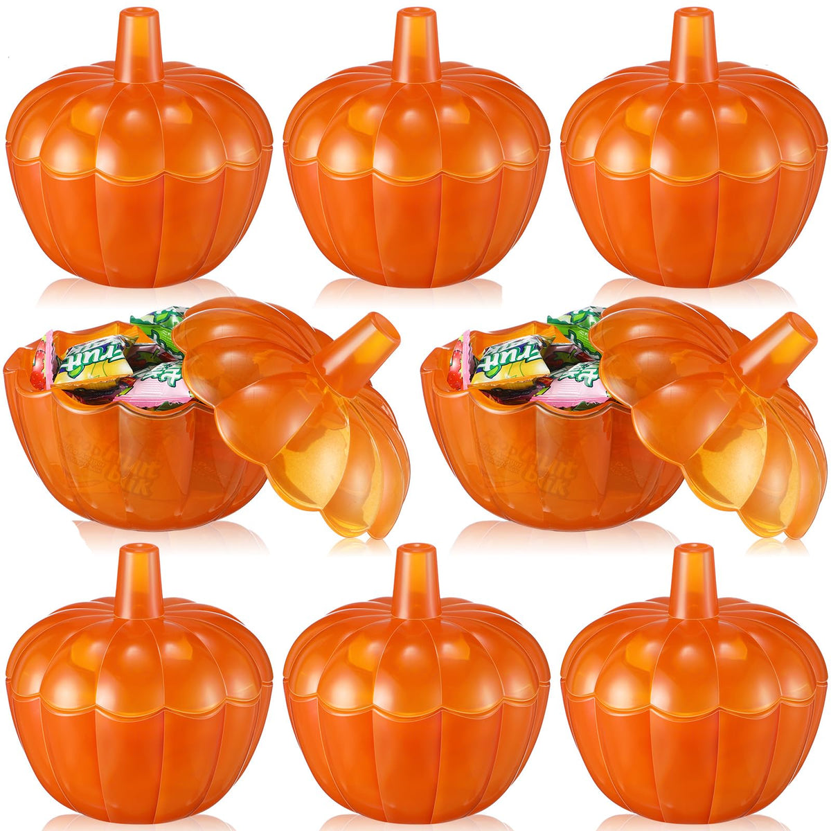 Tanlade 10 oz 4 Pcs Thanksgiving Glass Pumpkin Jar with Lid Fall Orange Decorative Pumpkin Cookie Candle Containers with Cover Candle Making Bowls for Thanksgiving Halloween Party DIY Gift