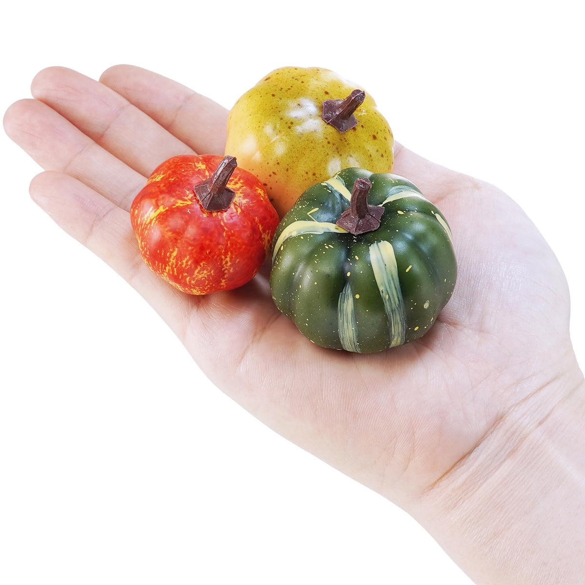 Winlyn 56 Pcs Assorted Mini Artificial Pumpkins Fall Harvest Pumpkins Foam Pumpkins Decorative Faux Pumpkins for Fall Wedding Halloween Autumn Holiday Thanksgiving Kitchen Table Bowl Filler Décor