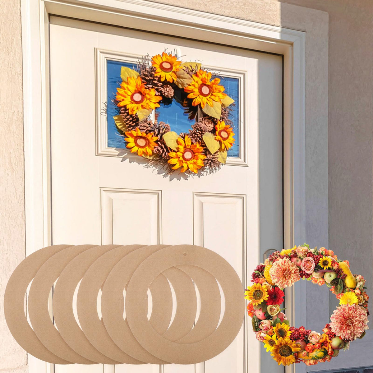Sieral 40 Pcs Large Hanging Round Wreaths Round DIY Ornaments Wreath Form Bulk Cardboard Wreath Ring Wedding 4th of July 250th Anniversary Patriotic Wreaths for Craft DIY Holiday Decor (12 Inch)