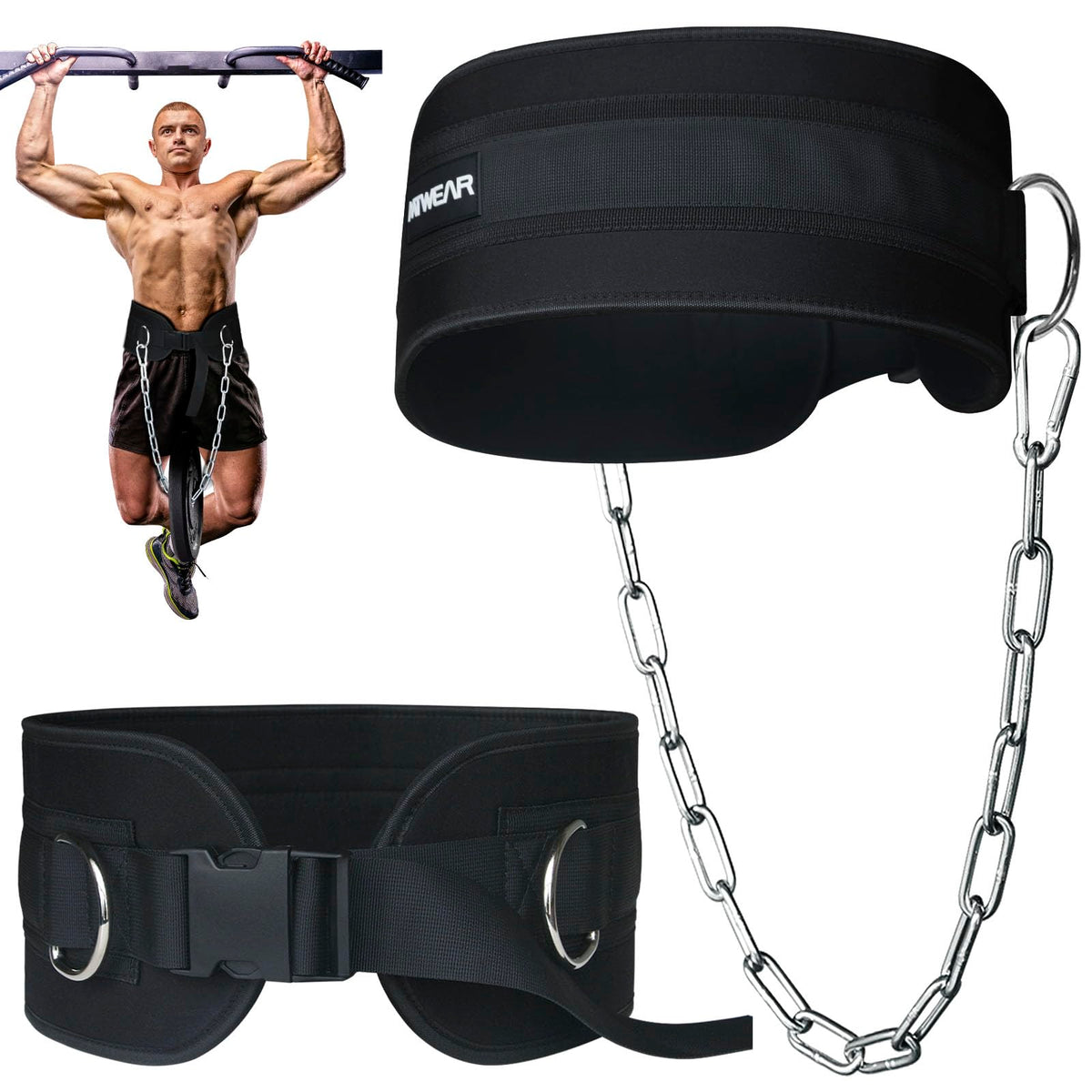 Dip Belt for Weightlifting, Weight Belt with Chain for Pullup, Weight Lifting Belt,Lifting Belt,Powerlifting Gym Belt for Pull Up, Squats, Powerlifting & Deadlift,Dip Belt,Capacity Up to 440 LBS,Waist Adjustable,Deadlifts & Added Weight Training