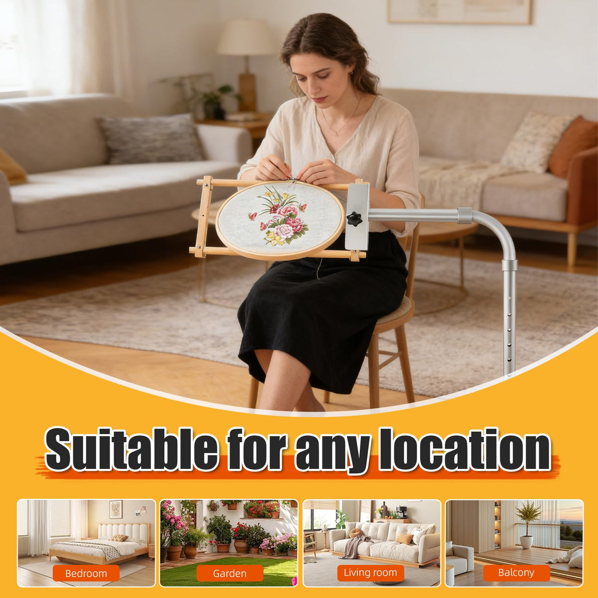 Hohnezl Adjustable Workstand Compatible with Lowery & Side Clamp, Rotating Needlepoint Stand, Heavy Duty Metal Construction, Fits Q Snap Frames