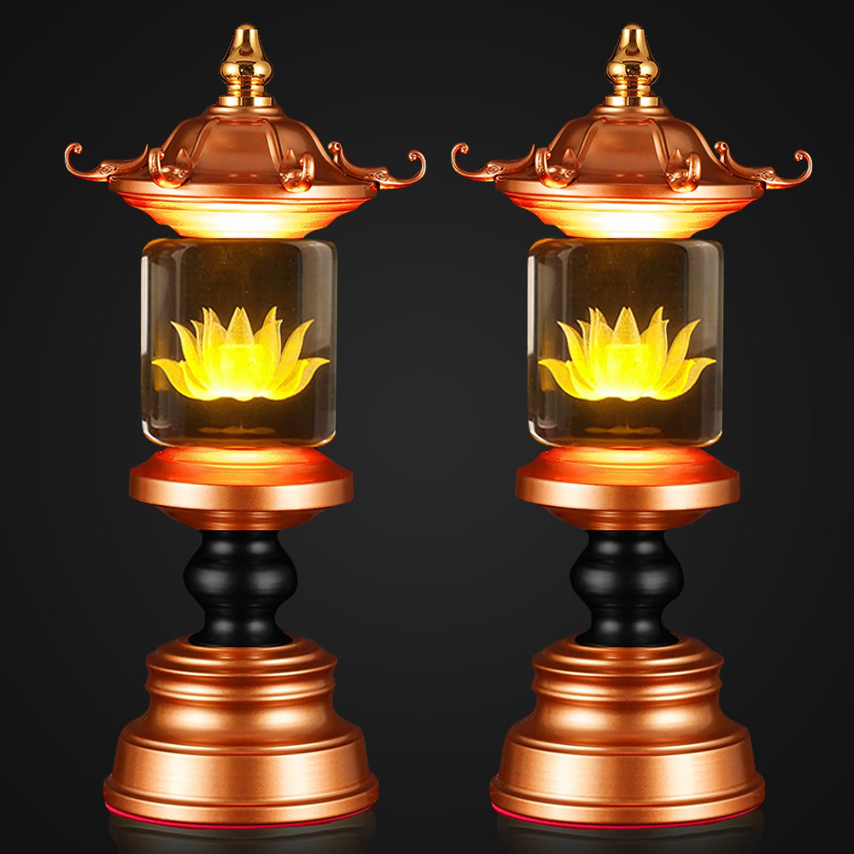CFSHGLPSF 1 Pair 7 Color LED Lotus Lamp Lights - Lotus Lights with Adjustable Switch for Buddhist Occasions, Meditation Buddhist Supplies（11 Inch）