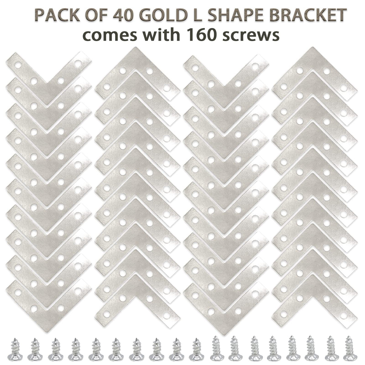 Joyangy 40 Pack Silver L Corner Brackets, 1.5x1.5inch Small Decorative Iron Corner Braces for Wood, Metal Flat Bracket Braces for Furniture, Shelf Support, Home and DIY Projects