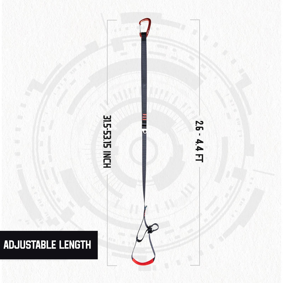 Yulatik 2.6-4.4 FT 16KN Foot Ascender, Adjustable Climbing Ascender Strap Rope Foot Belt Rock Climbing Rappel Rescue for Mountaineering, Rock Climbing, Engineering Protection