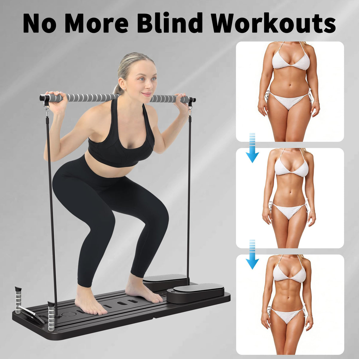 VigorEdge Pilates Board - Pilates Reformer Set, Multi-Purpose Foldable Pilates Reformer Board for Home,11 in 1 Pilates Equipment (Gray)