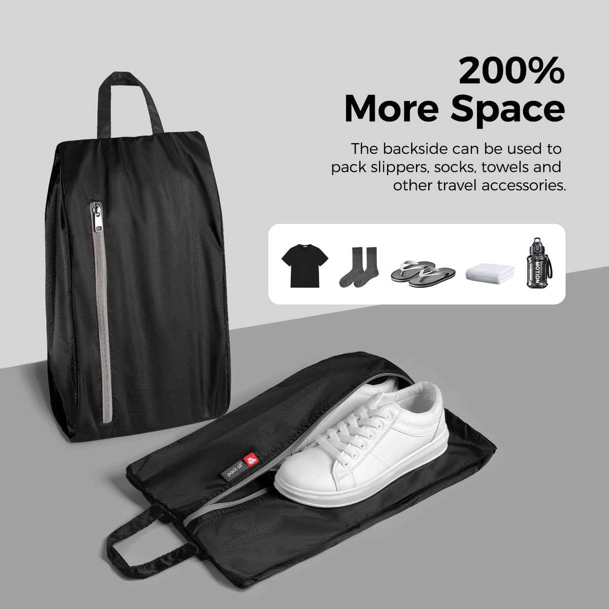 pack all Foldable Shoe Bag for Travel, Water-Resistant Ultralight Shoe Pouch for Gym, Odor-Resistant Soccer Cleats Bag for Sport (Dual Pocket Version)