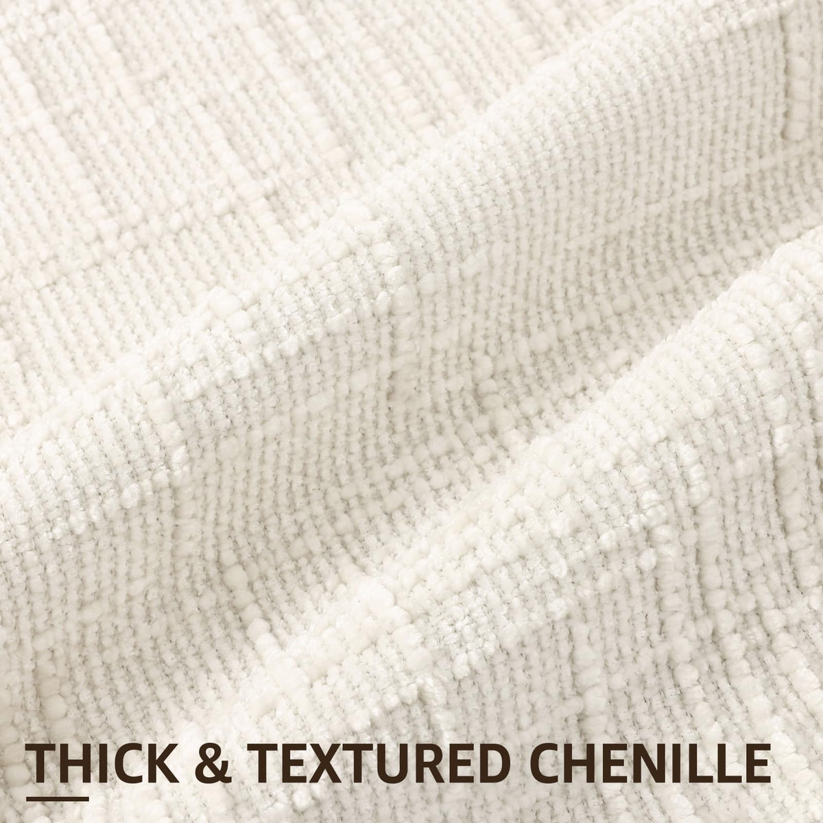 decorUhome Summer Cream White Chenille Throw Pillow Covers 18x18 Set of 2 Textured Cozy Slubby Couch Pillow Covers Modern Farmhouse Boho Decorative Pillow Cases for Bed Sofa Living Room
