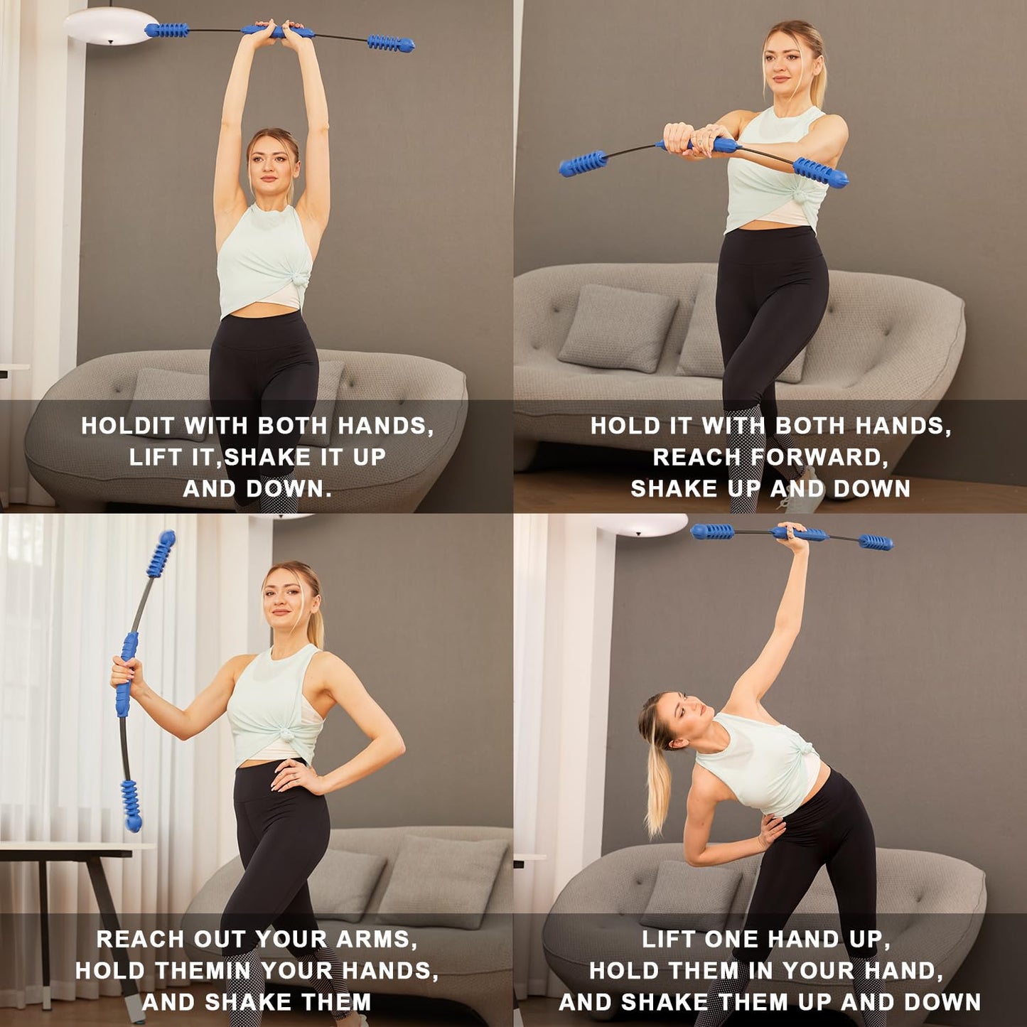 Fitness Bar for Workout, Elastic Exercise Bar, Vibration Weight Stick, Body Physical Therapy,Core Strength Training,Power Twister For Arm,Abdominal Muscles Exercises In Home Gym.