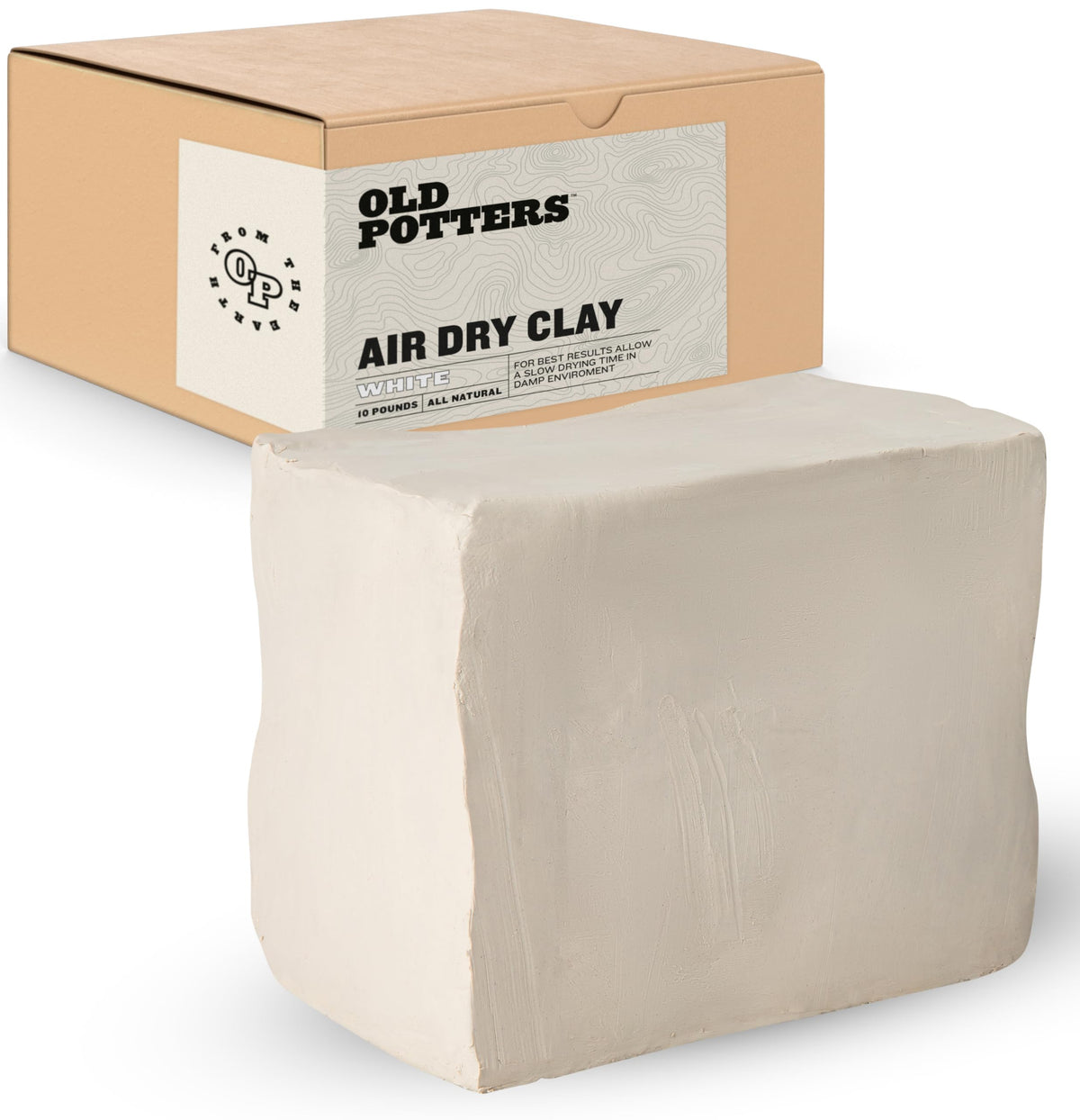 Old Potters Premium Air Dry Clay, White, 10 lbs, All Natural Modeling Clay. Ideal for Beginners and Advanced Sculptors.