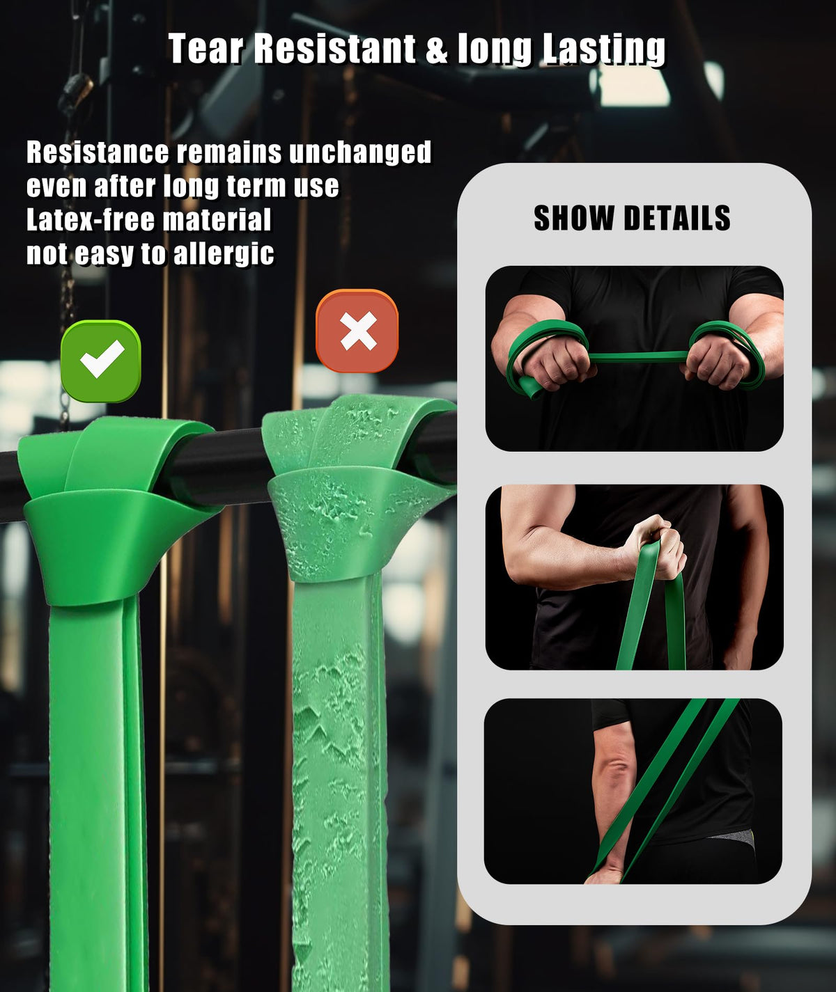 TREKONPEAK Resistance Bands for Working Out, 5-Levels Exercise Band Set, Pull Up Assistance Bands-Strength Training Physical Therapy Stretching Women Men Home Gym