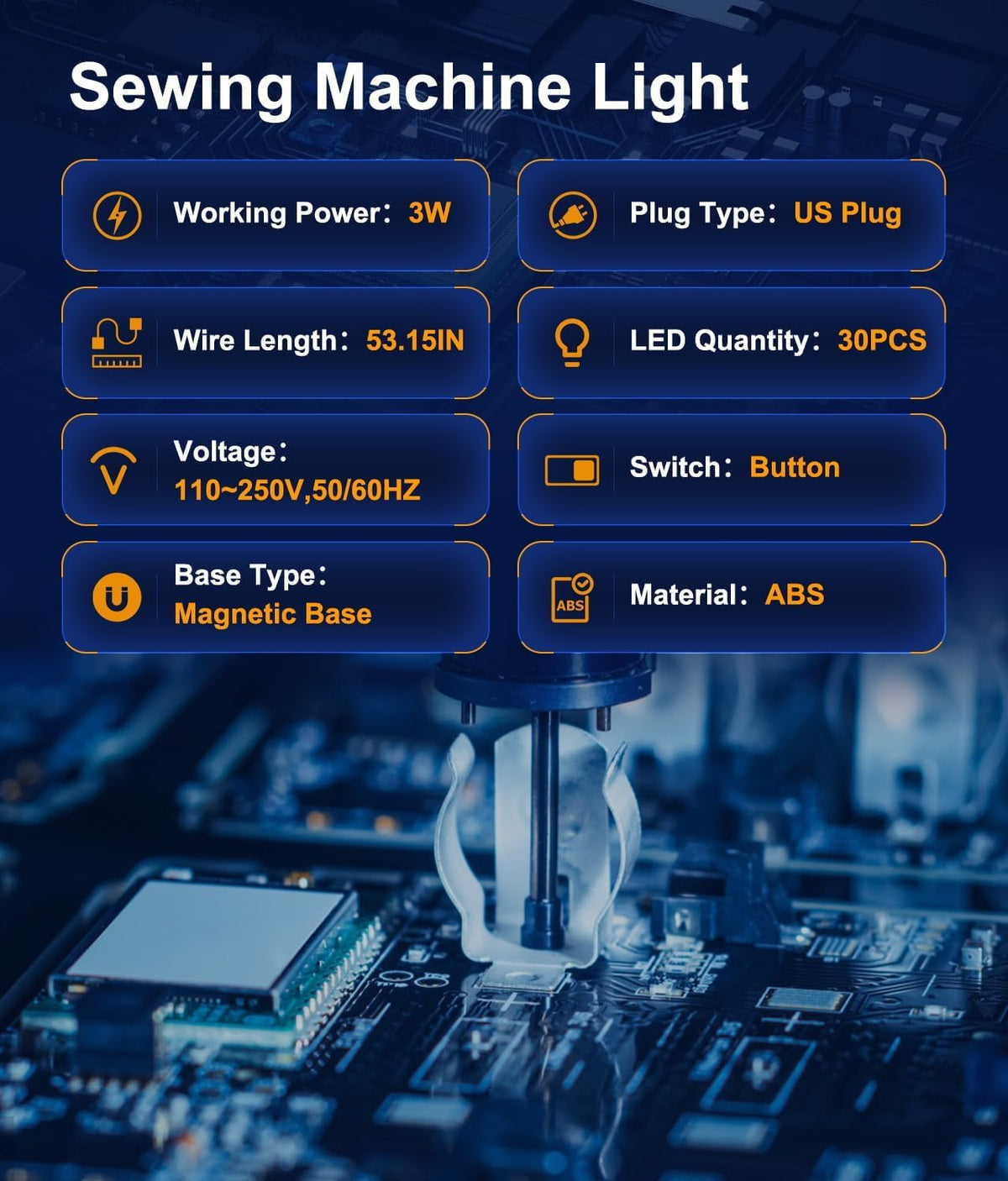 Weftnom 30 LED Sewing Machine Light, Portable Flexible Gooseneck Work Light with Magnetic Mount for Janome, Singer, Brother, Drill Presses, Desks, Crafts, Workbenches, and Lathes
