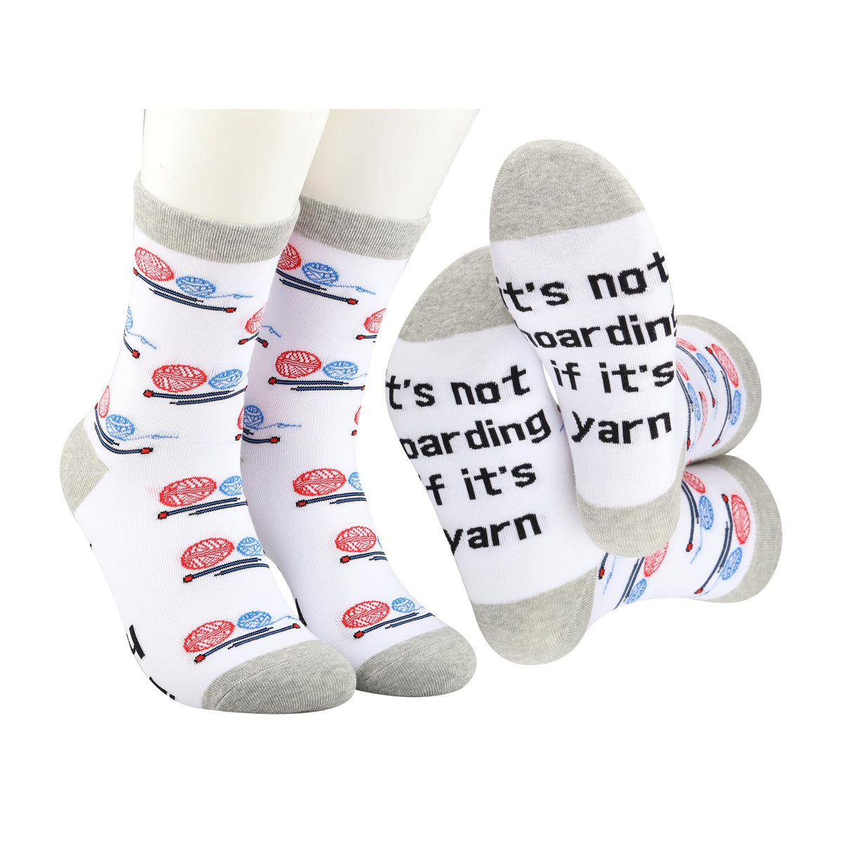 MBMSO Knitting Socks Crochet Yarn Gifts It's Not Hoarding If It's Yarn Socks Knitting Lovers Gift for Crocheter Sewing Socks (Cotton, Yarn Socks)