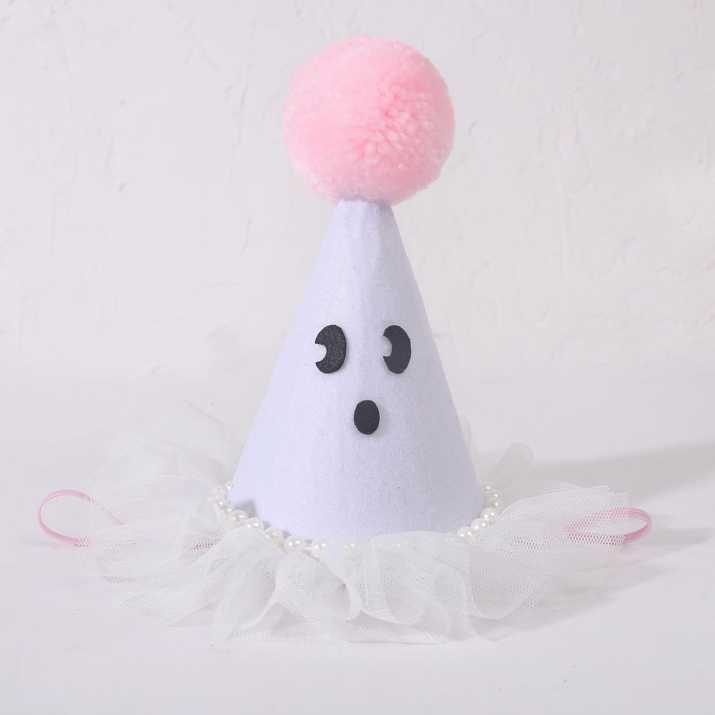 Agkvw Halloween Ghost Birthday Hat for Girls - Pink Ghost Tulle Birthday Hat, Cute Halloween Bday Decor, Spook One 1stBirthday decor, Two Spooky Bday Decoration for Girls