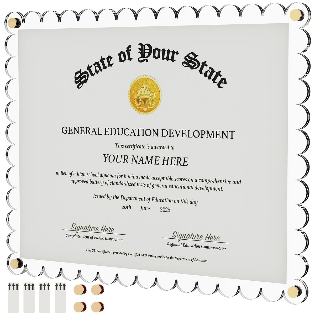 Laumffon Certificate Frame, 8.5x11 Wall Mount Picture Diploma Document Degree Frame, No Drill Clear Acrylic Photo Frame with Adhesive Tape and Golden Screws for Certificate, Pressed Flowers, Money, Diploma, 1Pcs