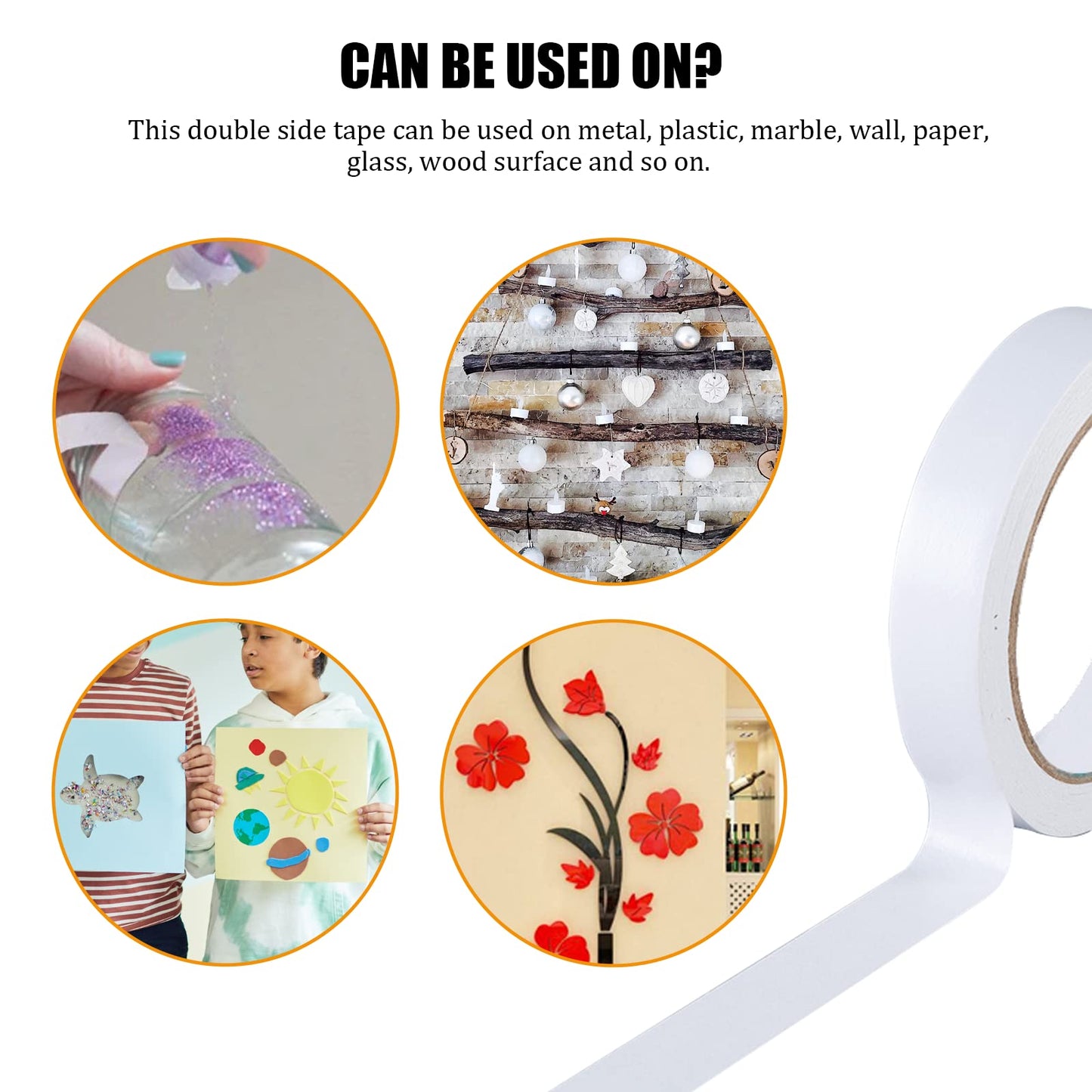 Double Sided Tape for Clothes, Fabric Tape, Double-Sided Hem Tape for Hemming, Clothing, Scrapbook Supplies, Gifts Box, Scrapbooking, Tear-by-Hand, 6 Roll Heavy Duty Multi-Size Adhesive Tape