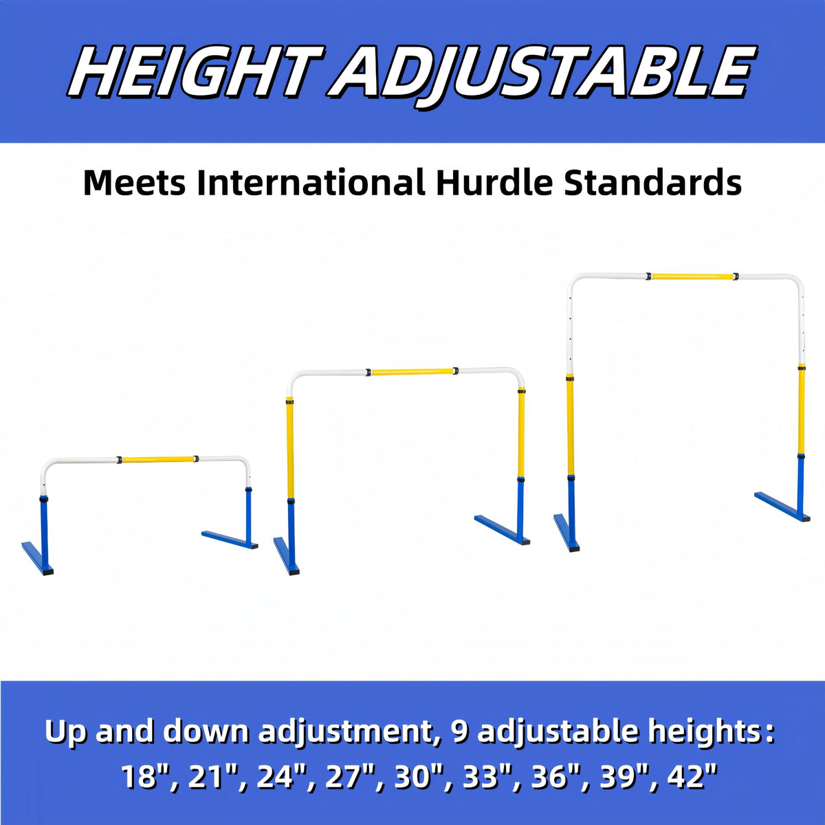 Adjustable Height Hurdles Training Equipment, 2Pcs Metal Practice Hurdles Track and Field for Kids, Youth and Adults Agility Training, Jumping Speed Hurdles for Football, Soccer, Basketball, Dogs