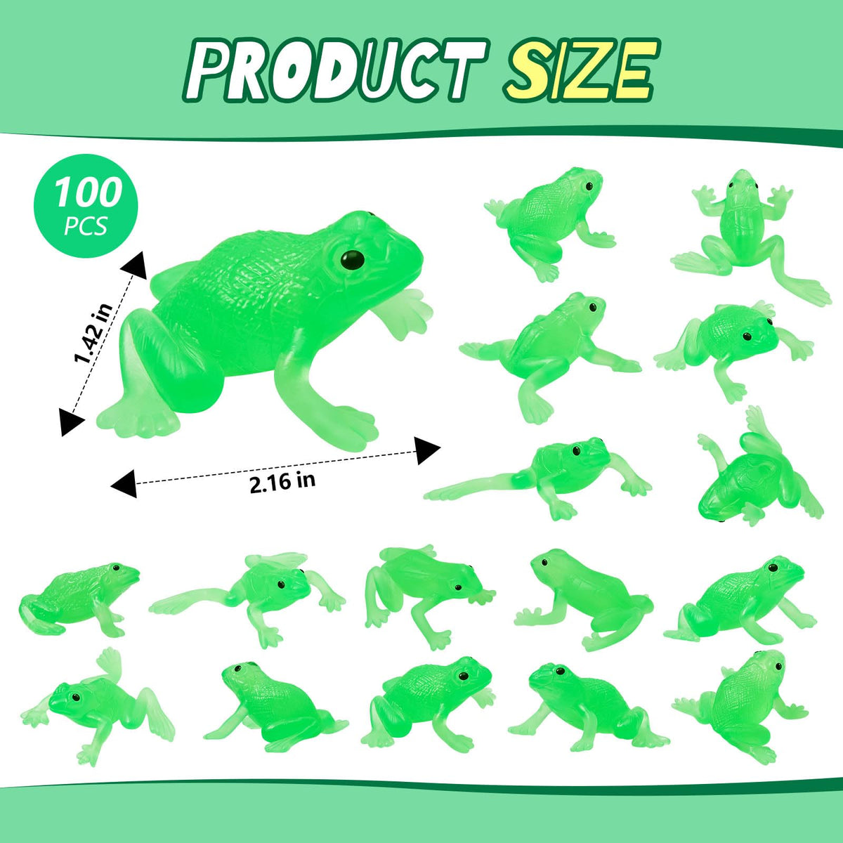 Lewtemi 100 Pcs Mini Fake Frog Toys Decorations Rubber Realistic Soft Decors Food Models for Frog Toy Party Supplies, Crafting Favor, Pendants, Early Education Classroom Prize Photo Props