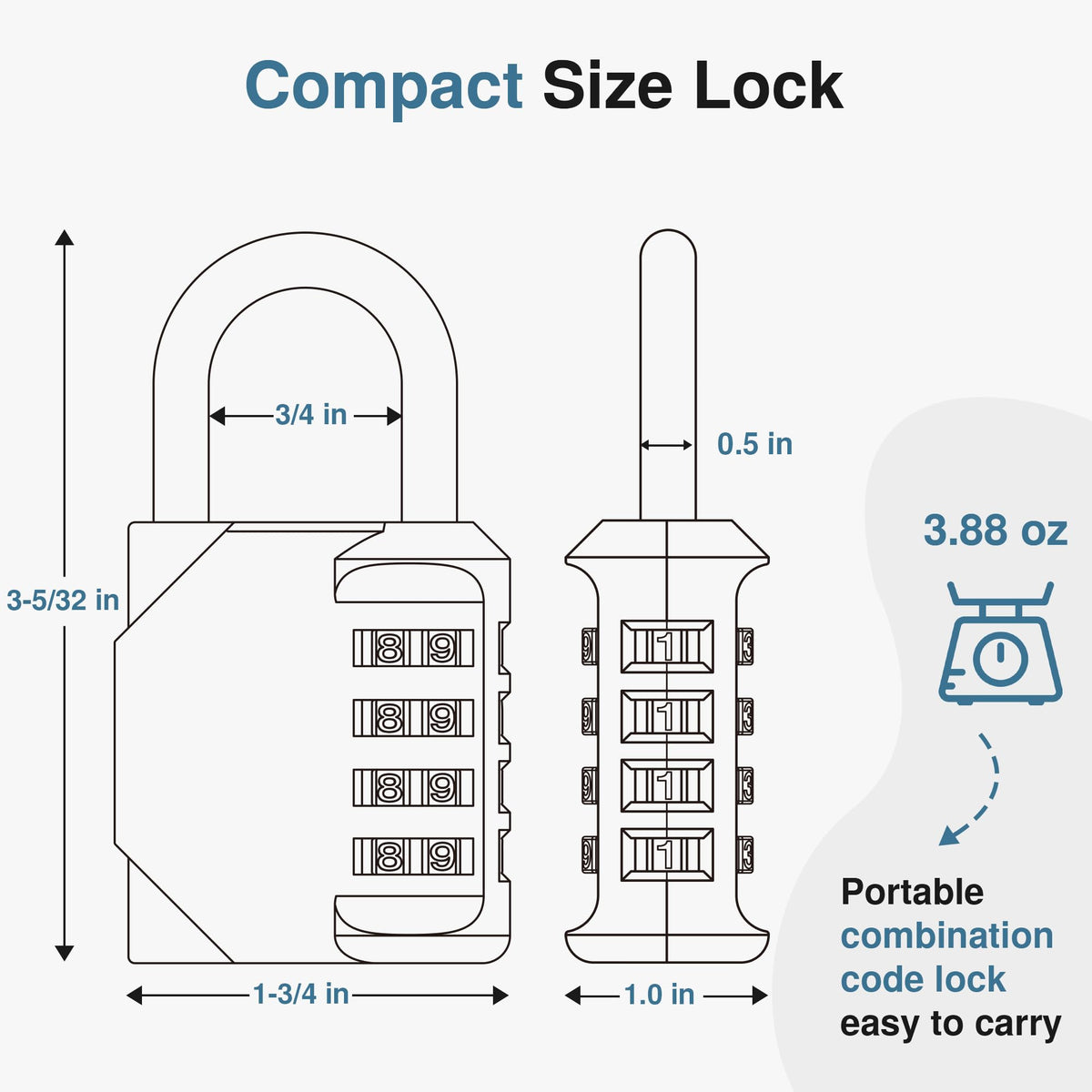 Puroma Combination Lock 4 Digit Waterproof Locker Locks Secure Outdoor Padlock for Gym Lockers, Toolboxes, Gates, Fences, Storage, Sports Locker, Cabinets (Basic Blue Peacock)