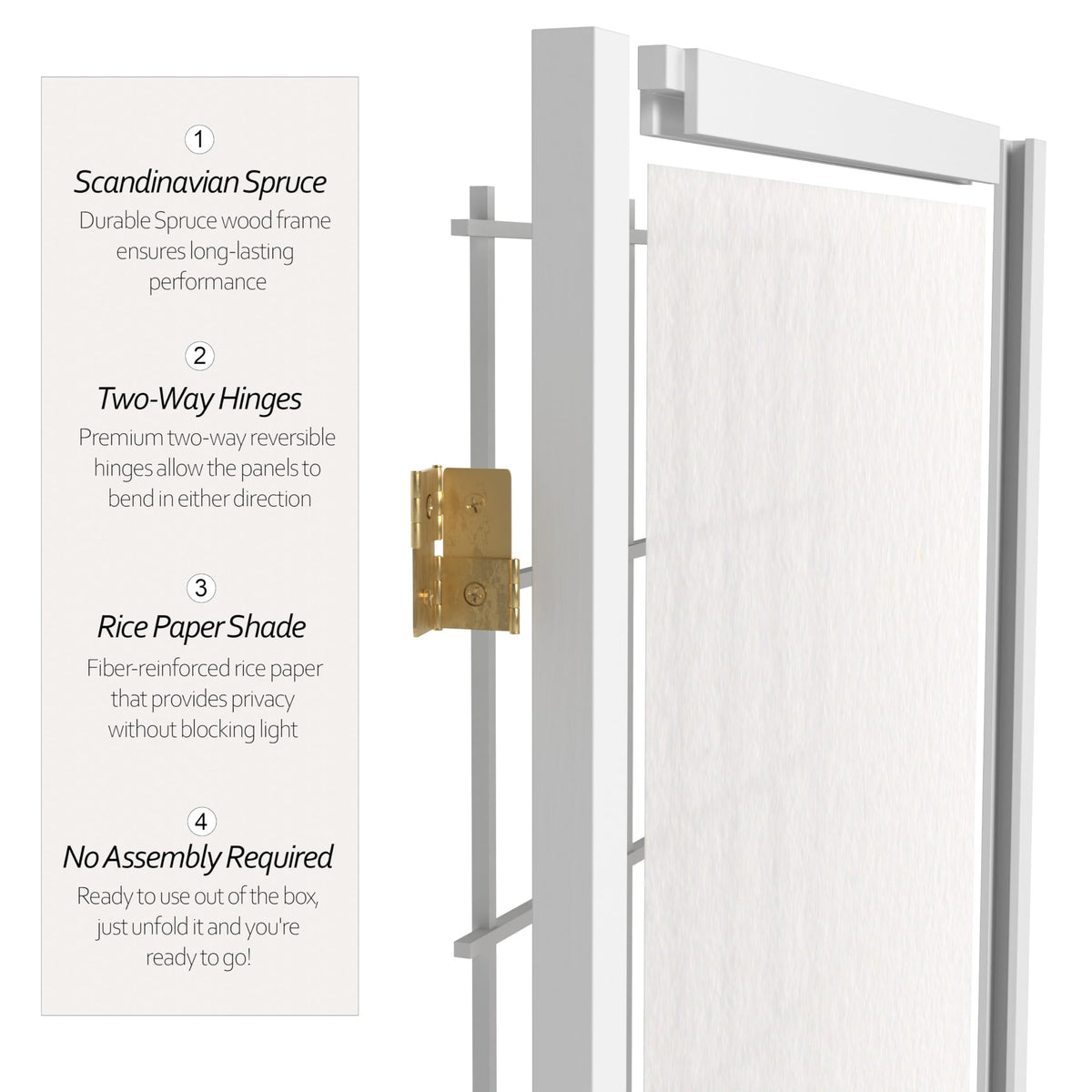 Red Lantern 5 ft. Tall Window Pane Shoji Screen - White - 3 Panels
