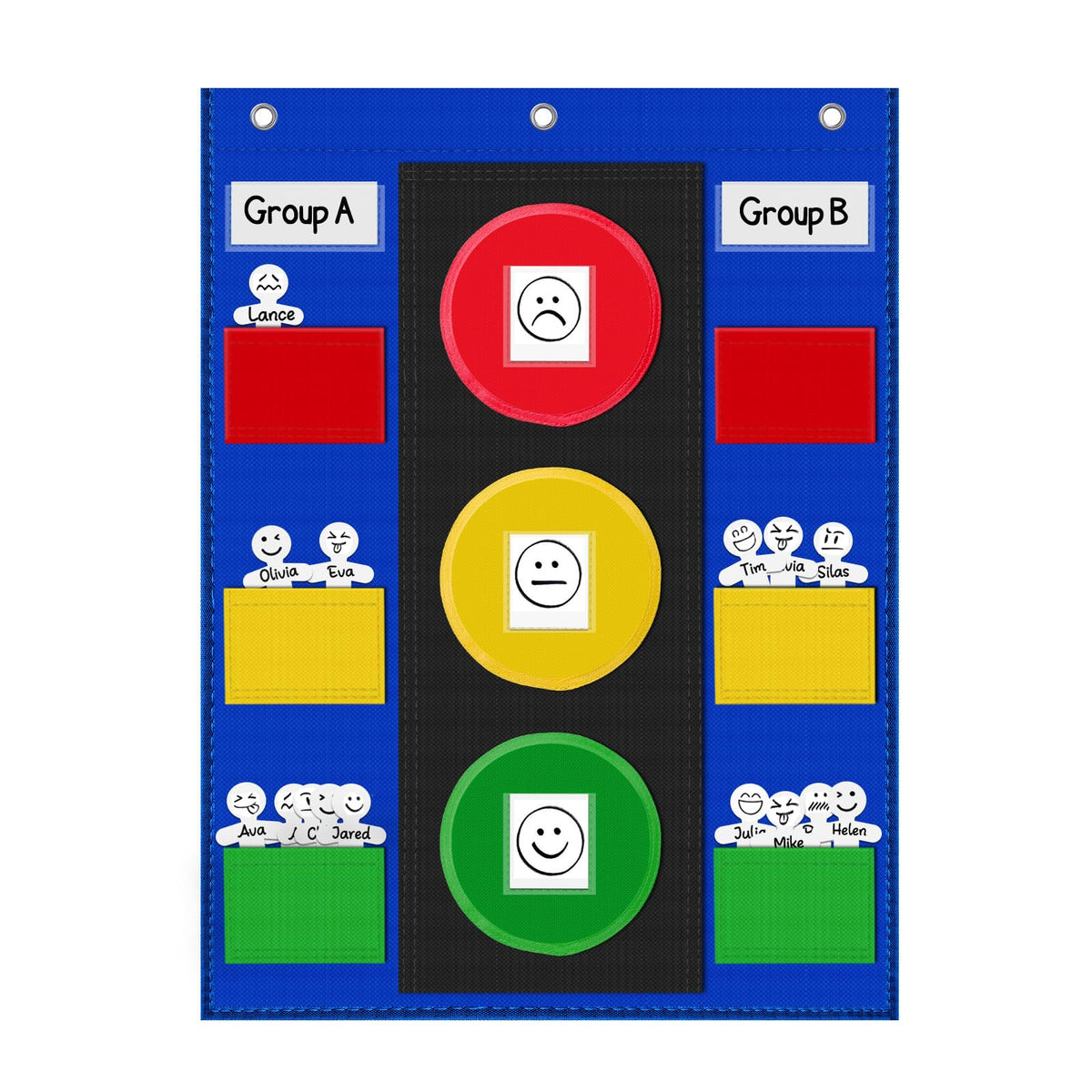 ALSLEA Behavior Chart for Classroom 26"H x 19" W Student Behavior, Emotions, and Group Management Pocket Chart Stoplight Behavior Chart for Kids at Home with 35 Dry Erasable Cards