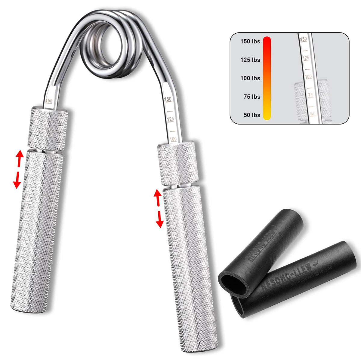 Adjustable Hand Grip Strength Trainer, Full Aluminum Alloy Handle, Grip Strength Adjustable Range 50-150 lbs
