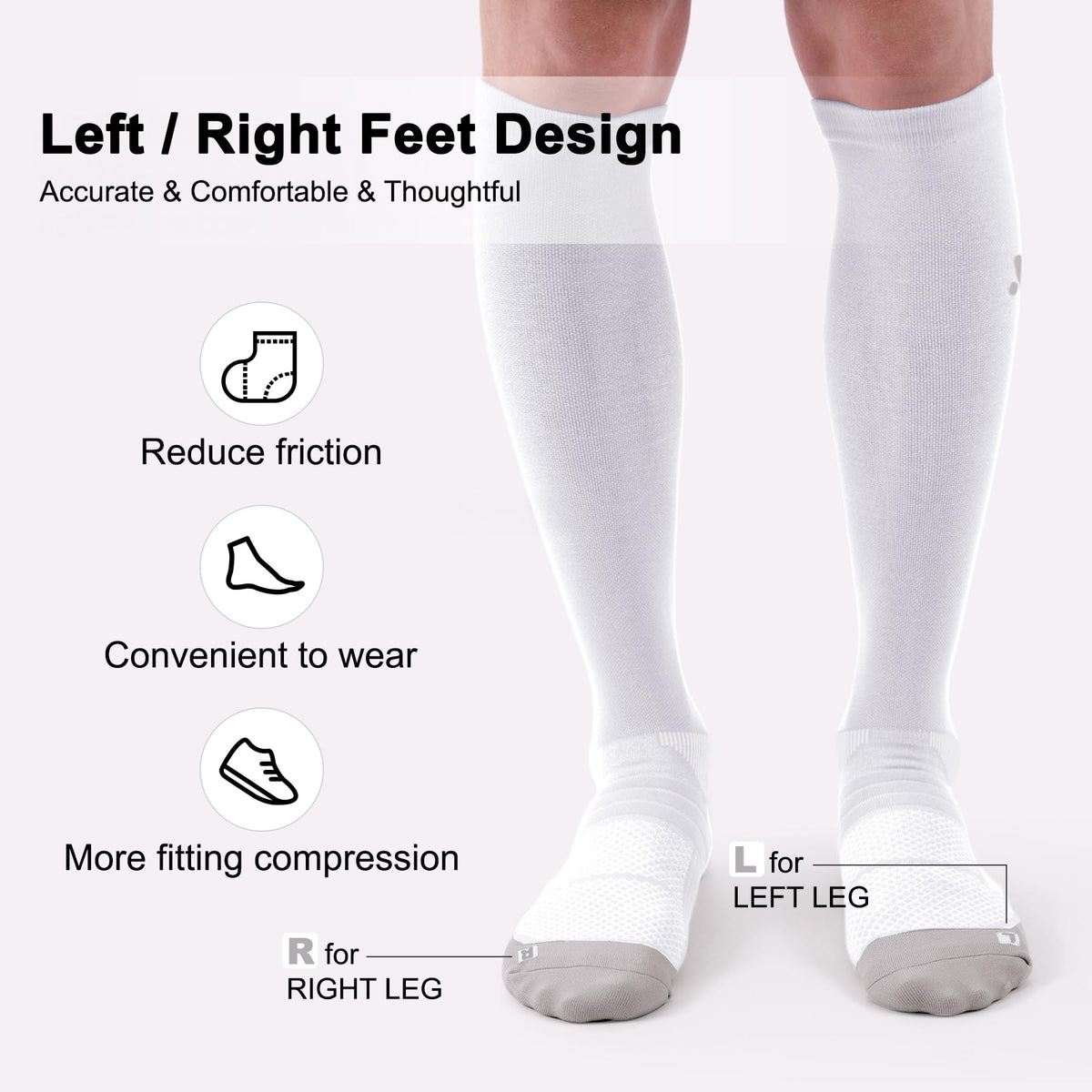 musesox Compression Socks for Women and Men,Knee High 15-20mmHg Graduated Support(3 Pairs) for Nurses,Travel,Black,Medium